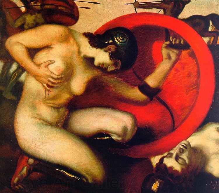 Franz von Stuck Wounded Amazon Norge oil painting art